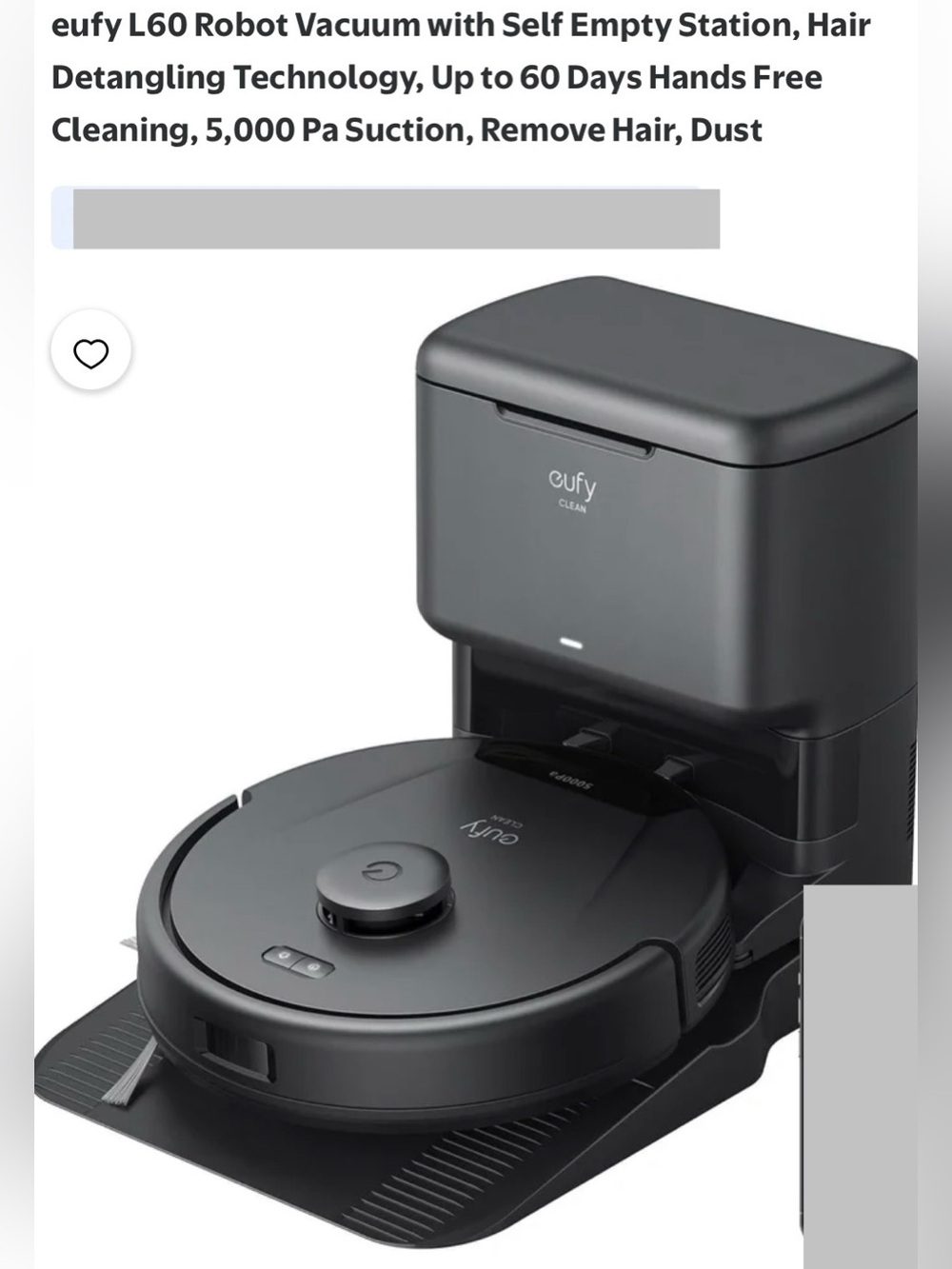 Eufy L60 Robot Vacuum with Self-Emptying Base